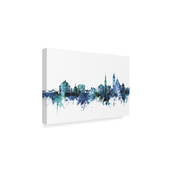 Michael Tompsett 'Hallstatt Austria Blue Teal Skyline' Canvas Art,16x24